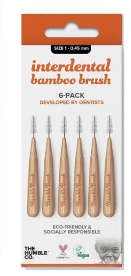 Interdental Brush Bamboo Size 1: 0.15 mm Orange 6 units