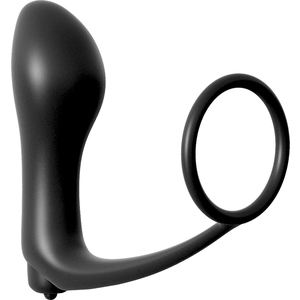 Vibrating Anal Plug Black Penis Ring